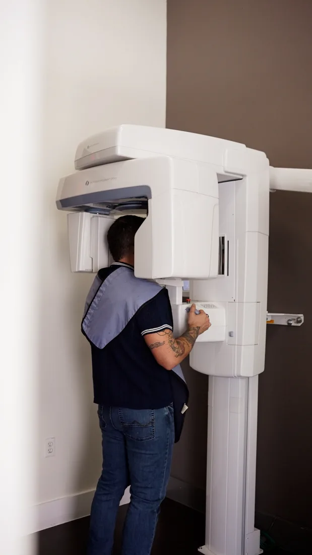 A patient in the practice’s dental imaging unit