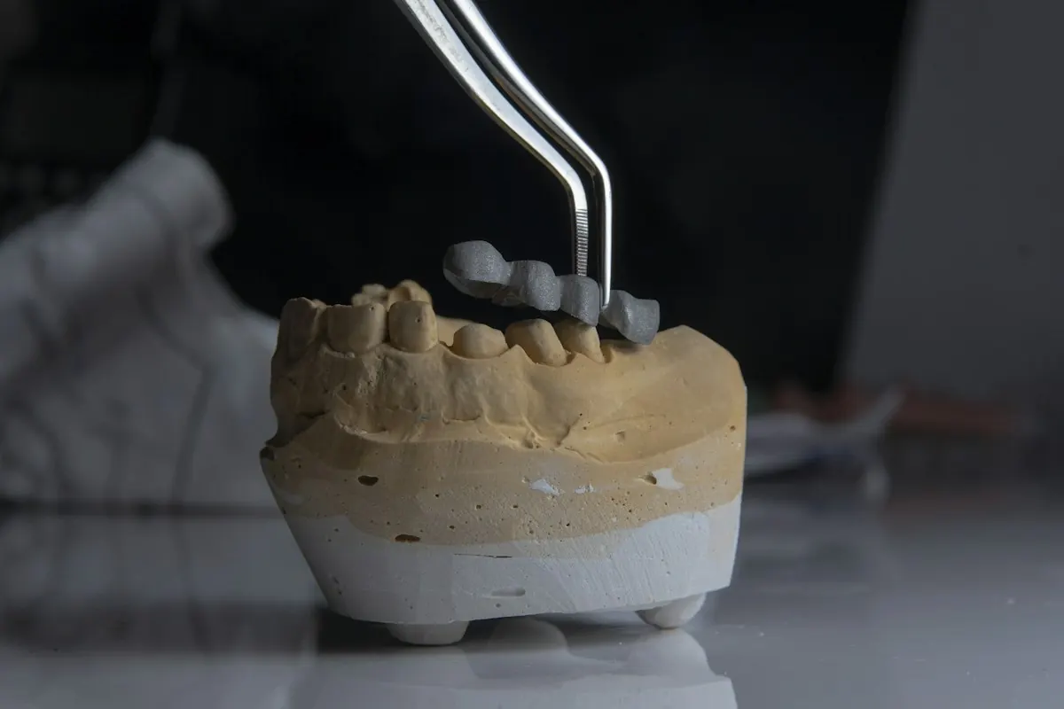 A finished crown seated on a working model