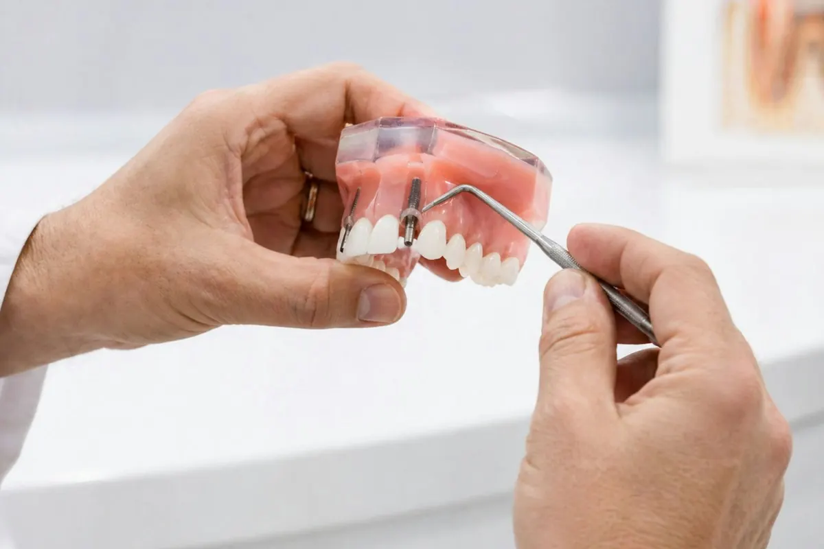 A technician finishing a removable denture