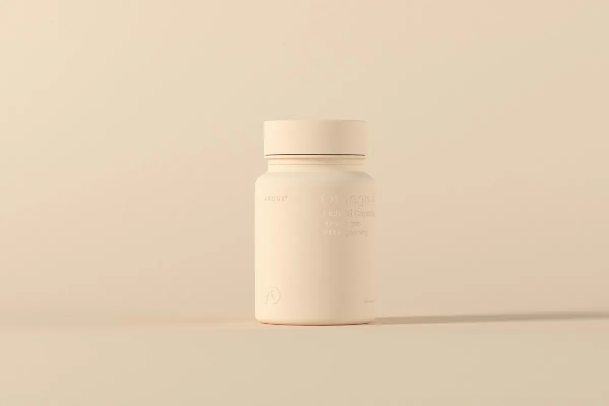 A supplement bottle on a quiet bedside surface