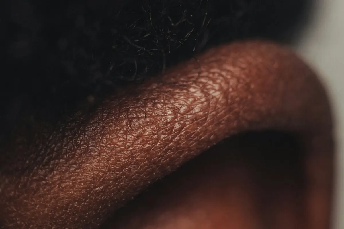 A close view of calm, even skin