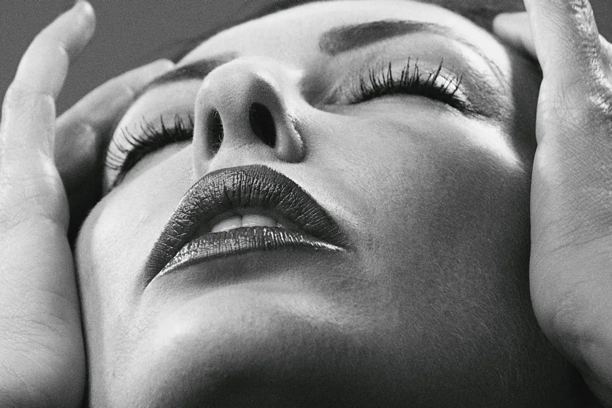 A relaxed face in profile, jaw unclenched